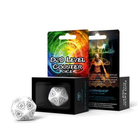 D20 Level Counter Dice White Black All Dice Tell A Story 30Mm Q-Workshop NEW