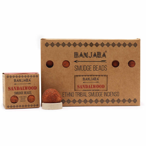 Banjara Sandalwood Smudge Beads Incense Set - 5-Pack + Holder, Cleansing Ritual