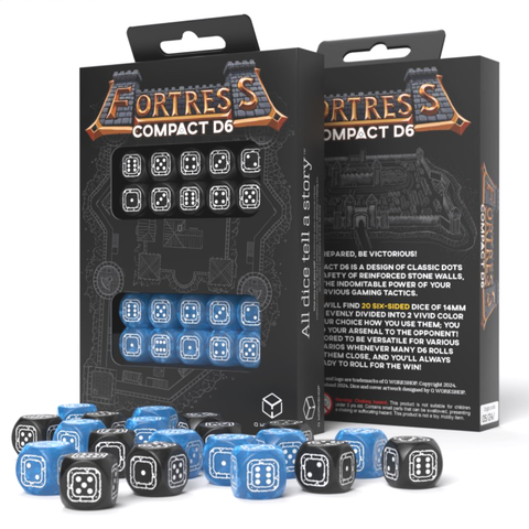 Fortress Compact D6 Dice Set Black & Blue Role Playing Games Q-workshop STCB02
