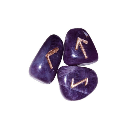 Amethyst Runes Natural Stone Esoteric Meditation With Bag Lo Scarabeo Purple NEW