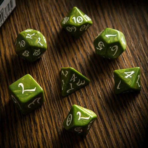 Classic Rpg Dice Set Olive And White Story Role Playing Games Q-Workshop Dnd NEW