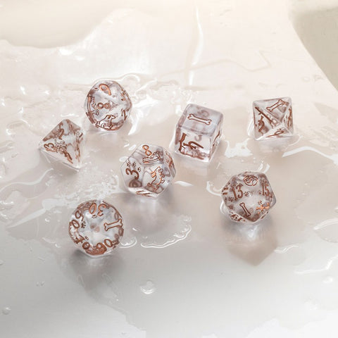 Dogs Dice Set: Bubbles Rpg Dice Polyhedrons Translucent Copper Q-Workshop Sdog04