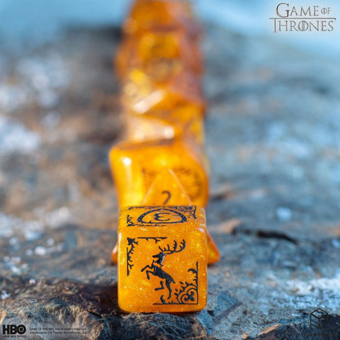 Game of Thrones Baratheon 8-Die Polyhedral Dice Set by Q-Workshop, Yellow/Black