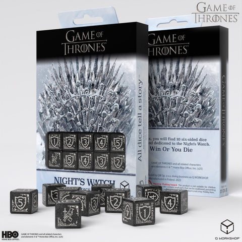 Game of Thrones Night's Watch Dice Set 10x D6 Black Q-Workshop Licensed