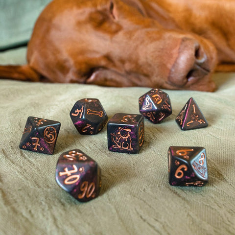 Dogs Dice Set: Luna Modern Black Dog Lovers Role Playing Games Q-Workshop NEW