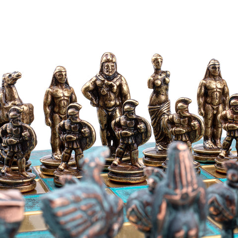 Spartan Warrior Metal Chess Set With 28cm Chessboard Manopoulos