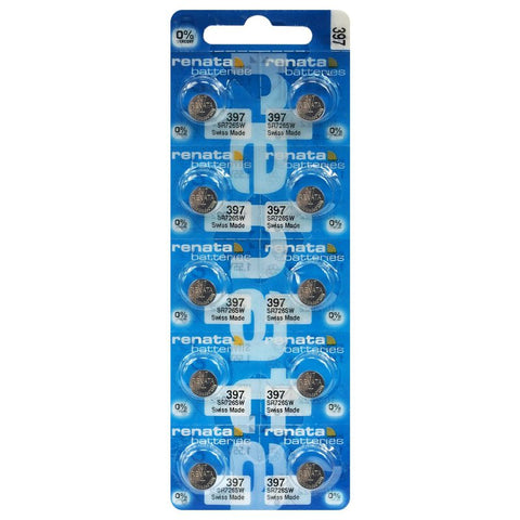 10 Renata 397 396 Sr726Sw Batteries Silver 1.55V Watch Battery 10Bl Swiss Made