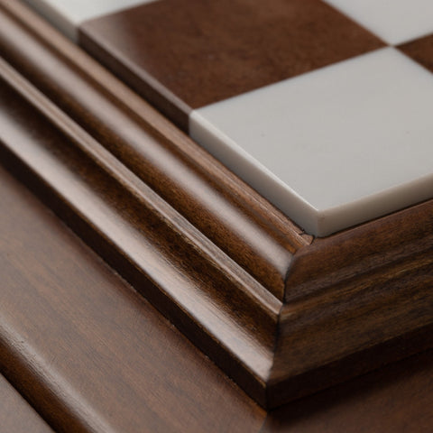 Italfama Italian Wooden Chess Table with Marble Top & Storage, 58x58cm