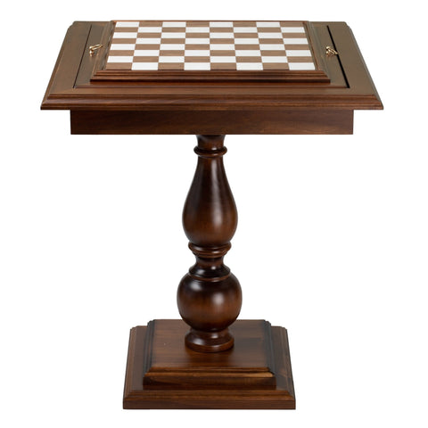 Italfama Italian Wooden Chess Table with Marble Top & Storage, 58x58cm