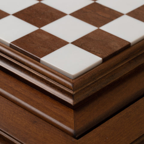 Italfama Italian Wooden Chess Table with Marble Top & Storage, 58x58cm
