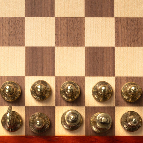 Italfama Luxury Chess Set Metal Pieces, 28cm Wooden Board, Storage Box, Italy