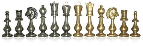 Italfama Brass Chess Set Gold/Silver Plated, Handmade Gray Wood Board 51cm