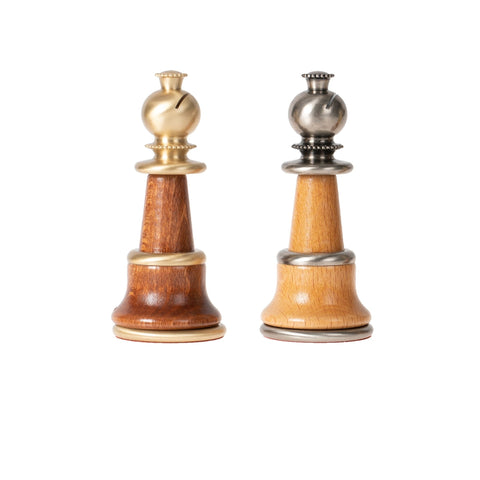 Italfama XL Metal/Wood Chess Set w/ Table & Backgammon, Gold/Silver, Italy