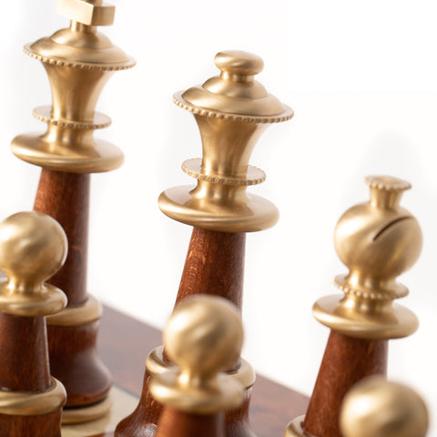 Italfama XL Metal/Wood Chess Set w/ Table & Backgammon, Gold/Silver, Italy