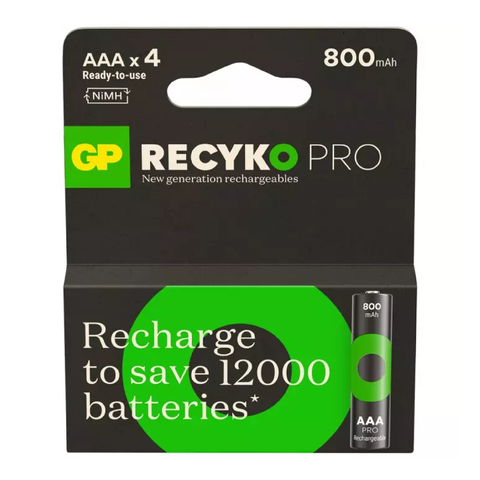 4 Aaa Gp Recyko Pro Rechargeable Batteries Nimh 800 Mah 4Bl NEW Packaging