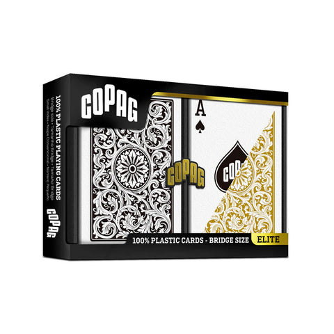 Copag Elite Bridge Playing Cards Double Deck Regular Index Gold Black 144-9