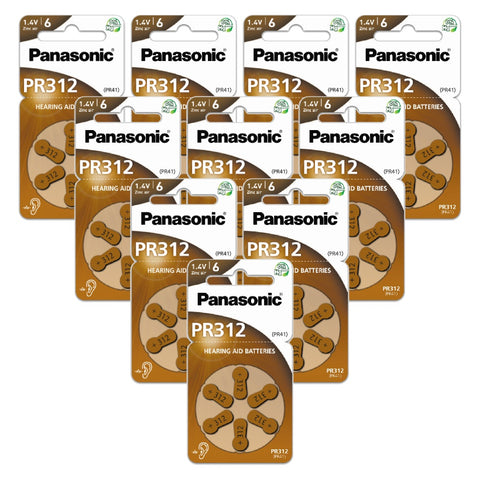60 Panasonic Size 312 Pr41 Hearing Aid Batteries 1.4V Zinc Air No Mercury 2025