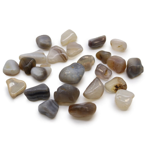 24 Small African Tumble Stones Grey Agate - Botswana Gems Ancient Wisdom NEW