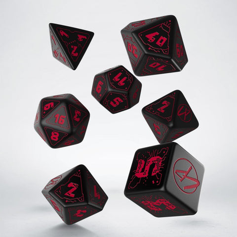CYBERPUNK RED RPG DICE SET BLOOD OVER CHROME ROLE PLAYING GAMES Q-WORKSHOP NEW