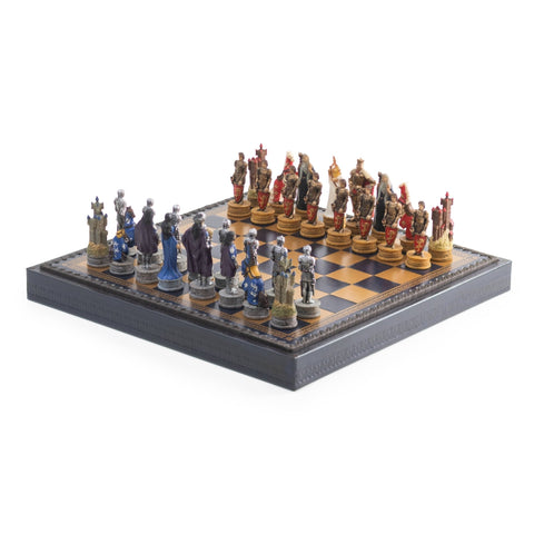 Italfama King Arthur Hand-Painted Chess Set with Board, Checkers & Backgammon
