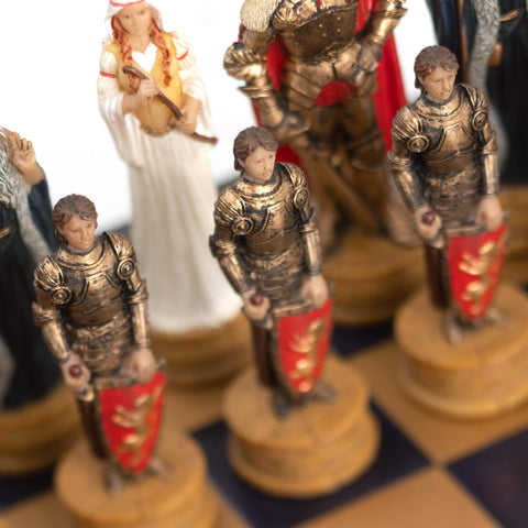 Italfama King Arthur Hand-Painted Chess Set with Board, Checkers & Backgammon