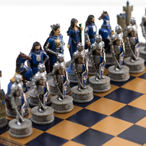 Italfama King Arthur Hand-Painted Chess Set with Board, Checkers & Backgammon