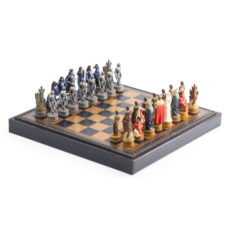 Italfama King Arthur Hand-Painted Chess Set with Board, Checkers & Backgammon