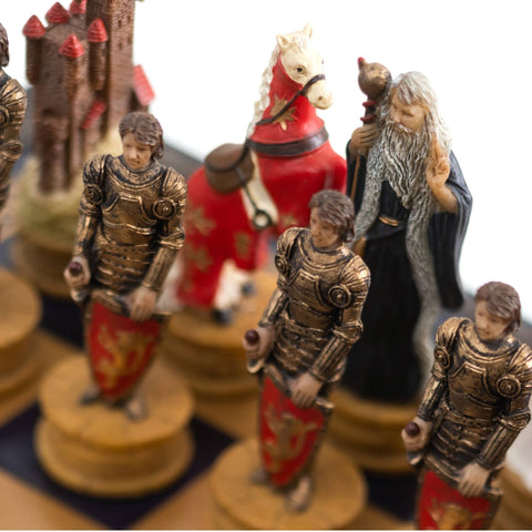 Italfama King Arthur Hand-Painted Chess Set with Board, Checkers & Backgammon