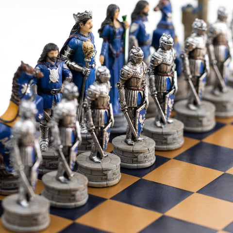 Italfama King Arthur Hand-Painted Chess Set with Board, Checkers & Backgammon