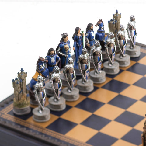 Italfama King Arthur Hand-Painted Chess Set with Board, Checkers & Backgammon