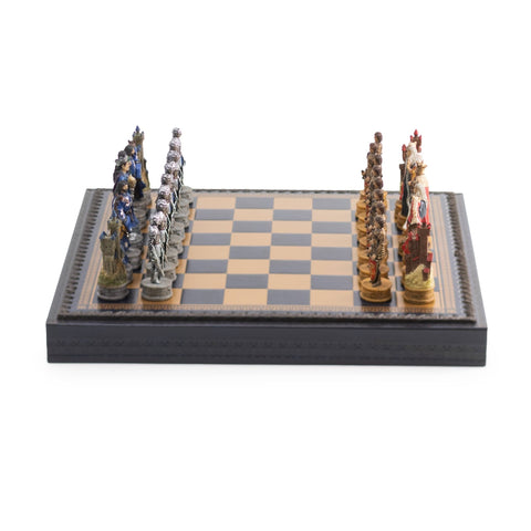 Italfama King Arthur Hand-Painted Chess Set with Board, Checkers & Backgammon