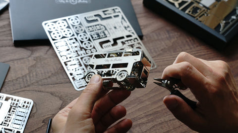 Cute Double-Decker Model Building Kit Time For Machine Stainless Steel NEW