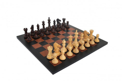 Italfama Handcrafted Mahogany Chess Set with Genuine Leather Board, 10.5cm King