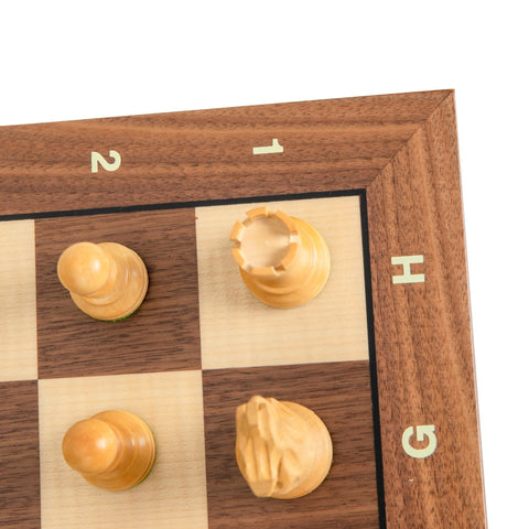 Italfama Hand-Carved Wooden Chess Set, Weighted Pieces, Walnut/Maple Board 50cm