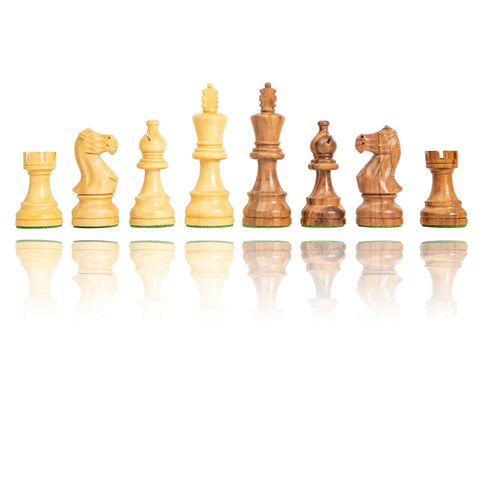 Italfama Hand-Carved Wooden Chess Set, Weighted Pieces, Walnut/Maple Board 50cm