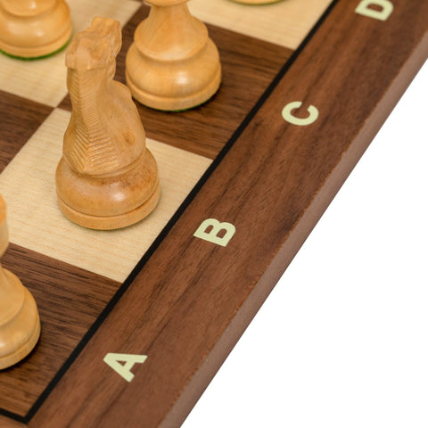 Italfama Hand-Carved Wooden Chess Set, Weighted Pieces, Walnut/Maple Board 50cm
