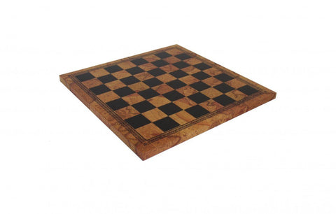 Italfama Chess Set, Metal & Wood Weighted Pieces, Faux Leather Board Antique Map