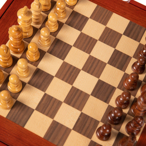Italfama Mahogany Chess Set, Maple Board, Handmade in Italy, Storage Box