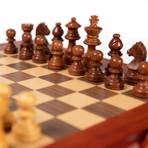Italfama Mahogany Chess Set, Maple Board, Handmade in Italy, Storage Box