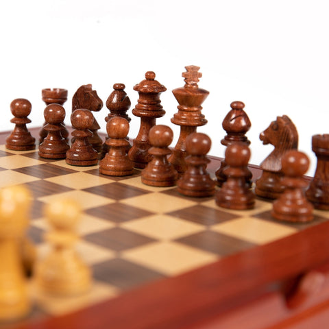 Italfama Mahogany Chess Set, Maple Board, Handmade in Italy, Storage Box