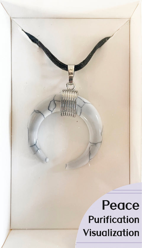 Amulet Pendant White Magnesite Lo Scarabeo Visualization Purification Peace NEW