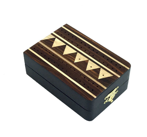 Italfama Folding Wooden Cribbage Board, Brass Pegs, Made in Italy, Travel Size