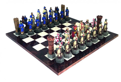 Crusaders vs Saracens Chess Set, Hand-Painted Resin, Elm Board, Italfama 64cm