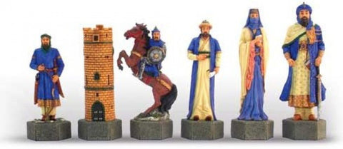 Crusaders vs Saracens Chess Set, Hand-Painted Resin, Elm Board, Italfama 64cm