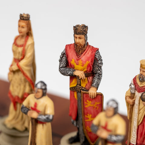 Italfama Hand-Painted Resin Chess Set: Crusaders vs Saracens, Faux Leather Board