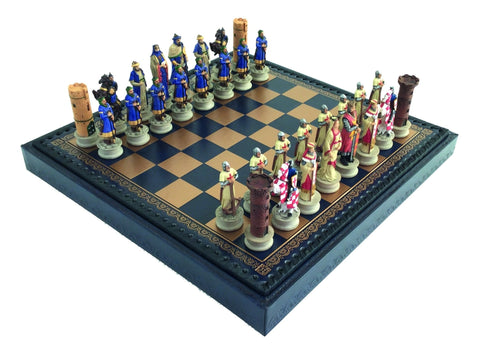 Italfama Crusaders vs Saracens Chess Set, Hand-Painted, 35cm Board w/ Storage