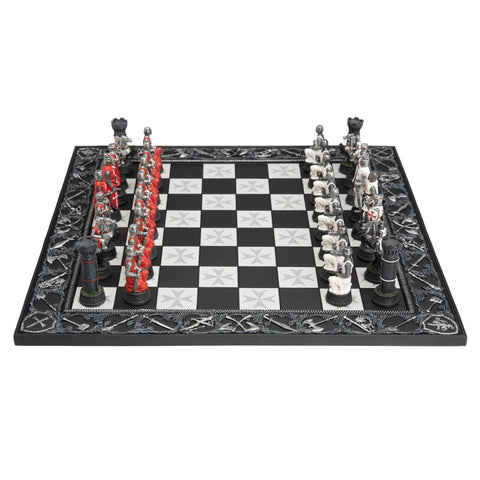 Italfama Crusader-Themed Hand-Painted Resin Chess Set, 43cm Board, Made in Italy