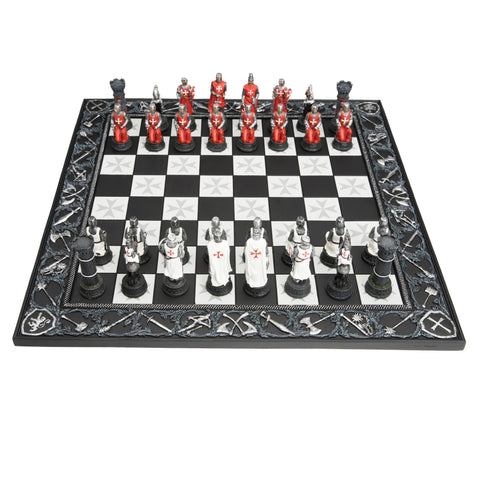 Italfama Crusader-Themed Hand-Painted Resin Chess Set, 43cm Board, Made in Italy