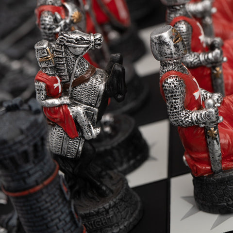Italfama Crusader-Themed Hand-Painted Resin Chess Set, 43cm Board, Made in Italy