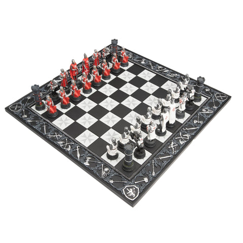 Italfama Crusader-Themed Hand-Painted Resin Chess Set, 43cm Board, Made in Italy